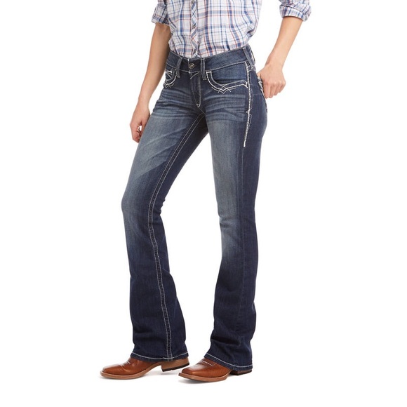 Ariat R.E.A.L. Mid Rise Stretch Entwined Boot Cut Jean - Picture 1 of 11